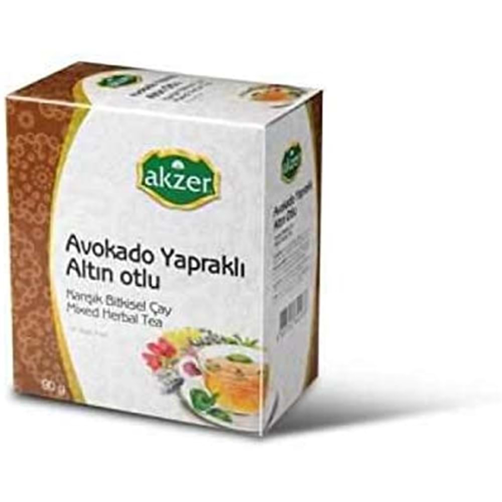 Akzer Avakado Yapraklı Altın Otlu 60 Süzen Poşet Çay