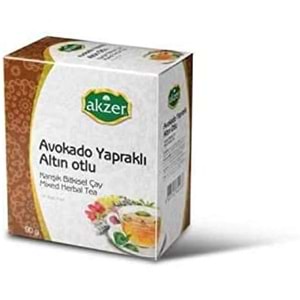 Akzer Avakado Yapraklı Altın Otlu 60 Süzen Poşet Çay